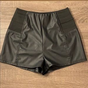 Faux Black Leather Shorts - Medium